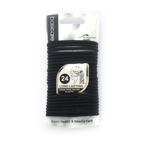 Basicare 4Mm Elastic Band Black 24Pcs Pack