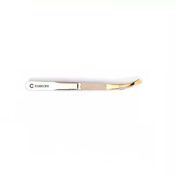 Basicare Tweezer Curved Slant Gold Tip