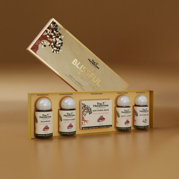 The Honest Tree Luxury Travel Gift set with Oud & Saffron(200ml + 75g)