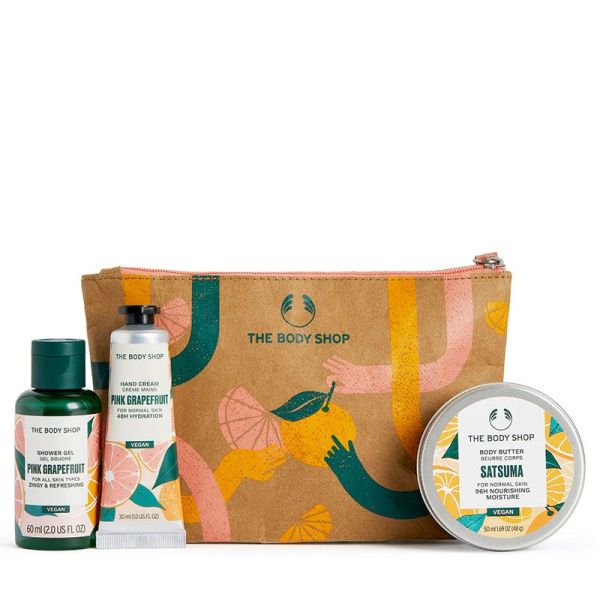 The Body Shop Pink Grapefruit Shower Gel Hand Cream and Satsuma Body Butter Gift Bag