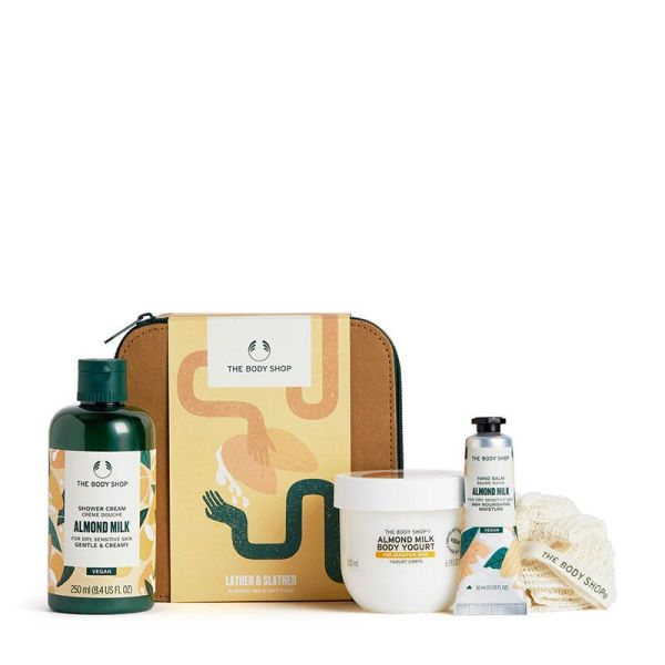 The Body Shop Almond Milk Shower Cream Body Yogurt Hand Balm and Small Ramie Lily Gift Case