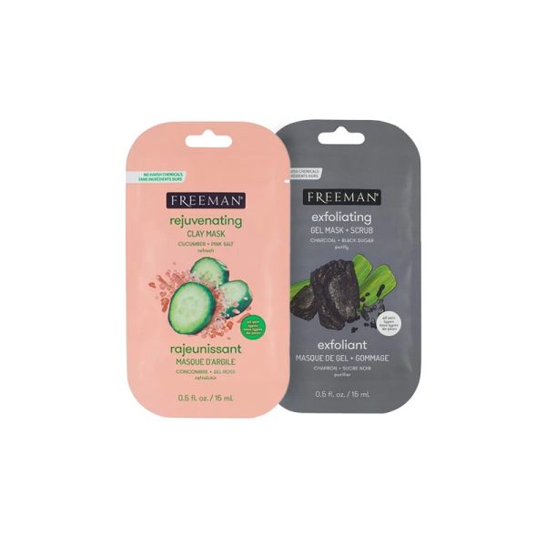Freeman Charcoal Face Scrub & Cucumber Clay Mask Combo - Set of 2