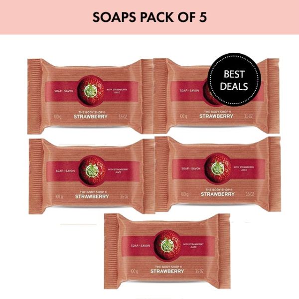 The Body Shop Strawberry Soap Pack of 5 (100g Each)