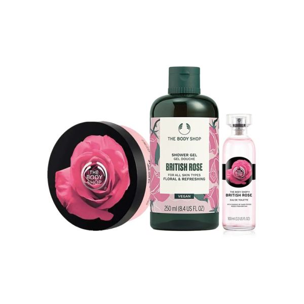 The Body Shop British Rose Shower Gel+Body Butter +Edt Combo