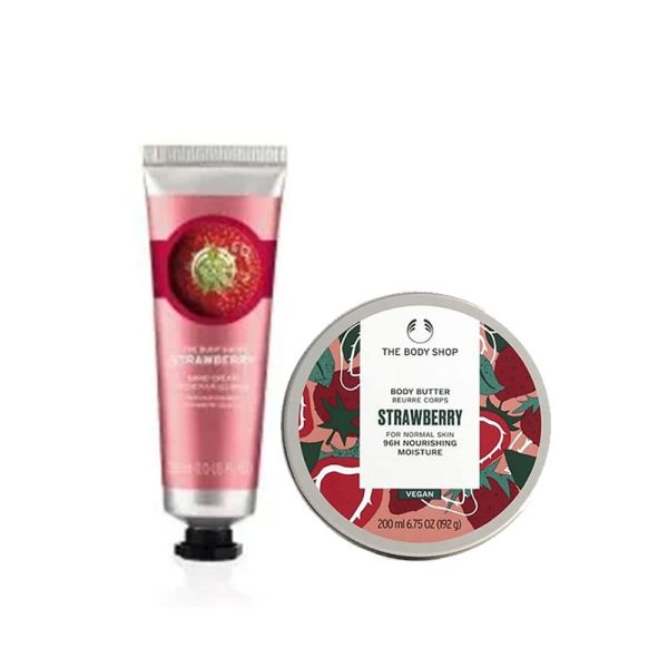 The Body Shop  Strawberry Hand Cream +Body Butter Combo