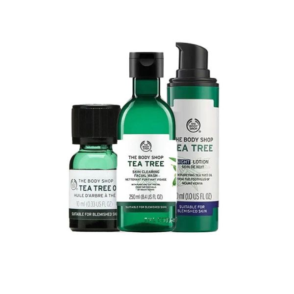 The Body Shop Tea Tree Facial wash, Night Lotion & Oil Combo