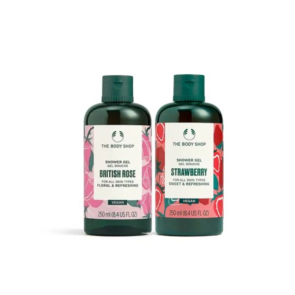 The Body Shop  Strawberry + British Rose  Shower Gel Combo