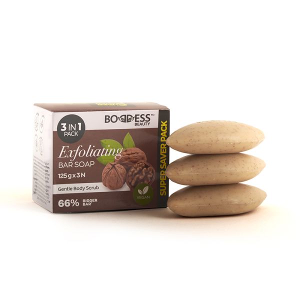 Boddess Exfoliating Bar Soap Pack of 3 (125g X 3)375g
