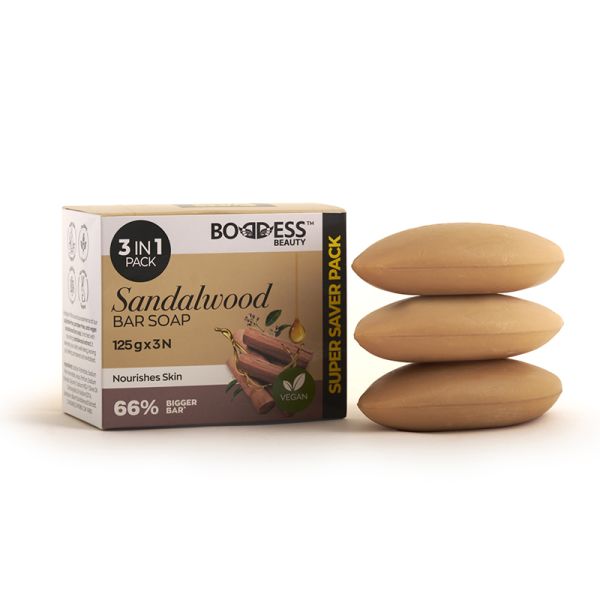 Boddess Sandalwood Bar Soap Pack of 3 (125g X 3)375g