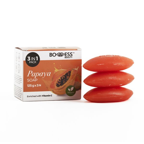 Boddess Papaya Bar Soap Pack of 3 (125g X 3)375g