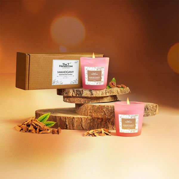 THT Mahogany Scented Soy Candle (Set of 2, 60 gm Each)