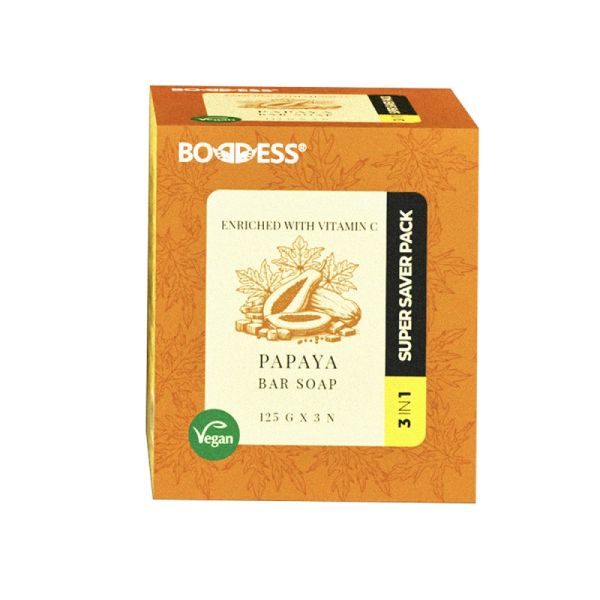 Boddess Papaya Bar Soap (Pack of 3) 125g