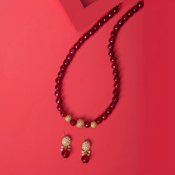 Boddess Kaabia Faux Ruby Necklace Set (3N)