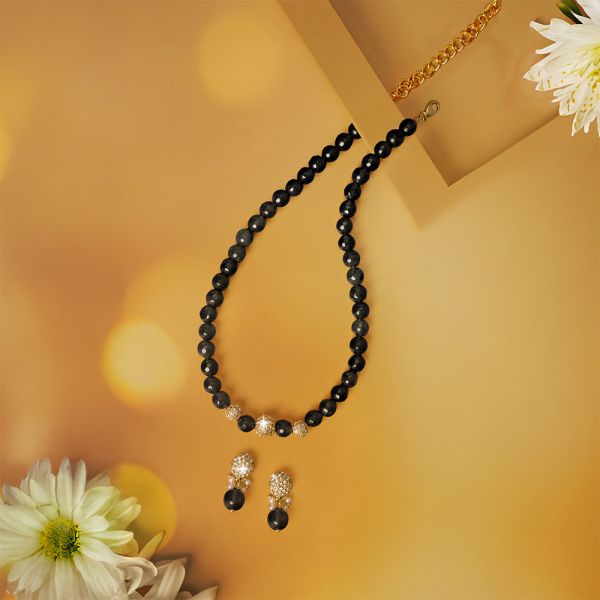 Boddess Kaabia Black Bead Necklace Set (3N)