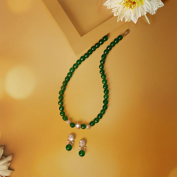 Boddess Kaabia Green Bead Necklace Set (3N)