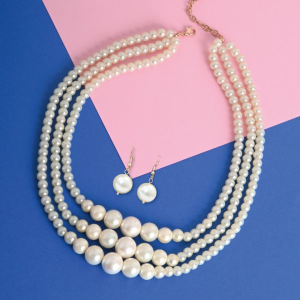 Boddess Madonna Pearl Necklace Set (3N)