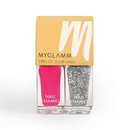 Myglamm Two Of Your Kind Nail Enamel Duo Glitter Collection-Carnival Crush(10ml)